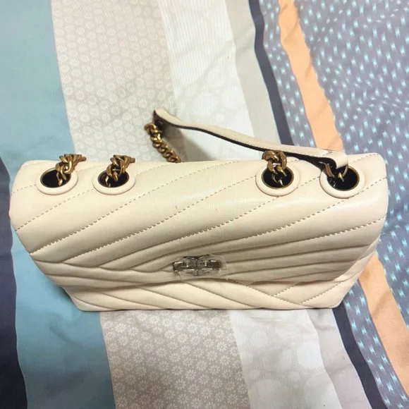 Tory Burch Kira chevron Cream White Convertible Shoulder Bag